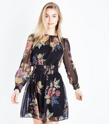 Black Mini Chiffon Dress